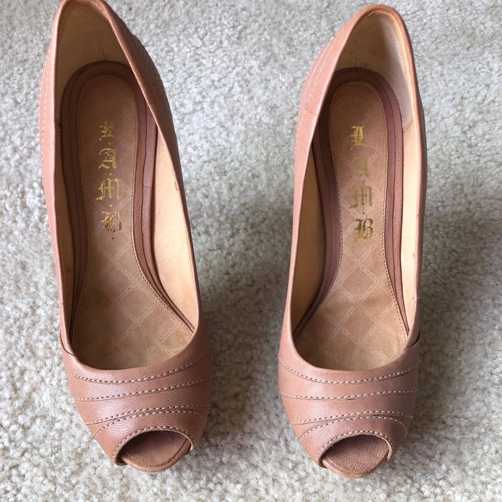 L.A.M.B Leather Peep Toe Heel